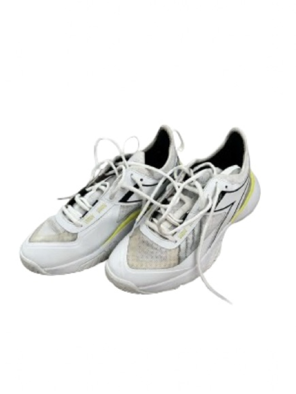 Diadora White and Black Sneakers with Yellow Accents